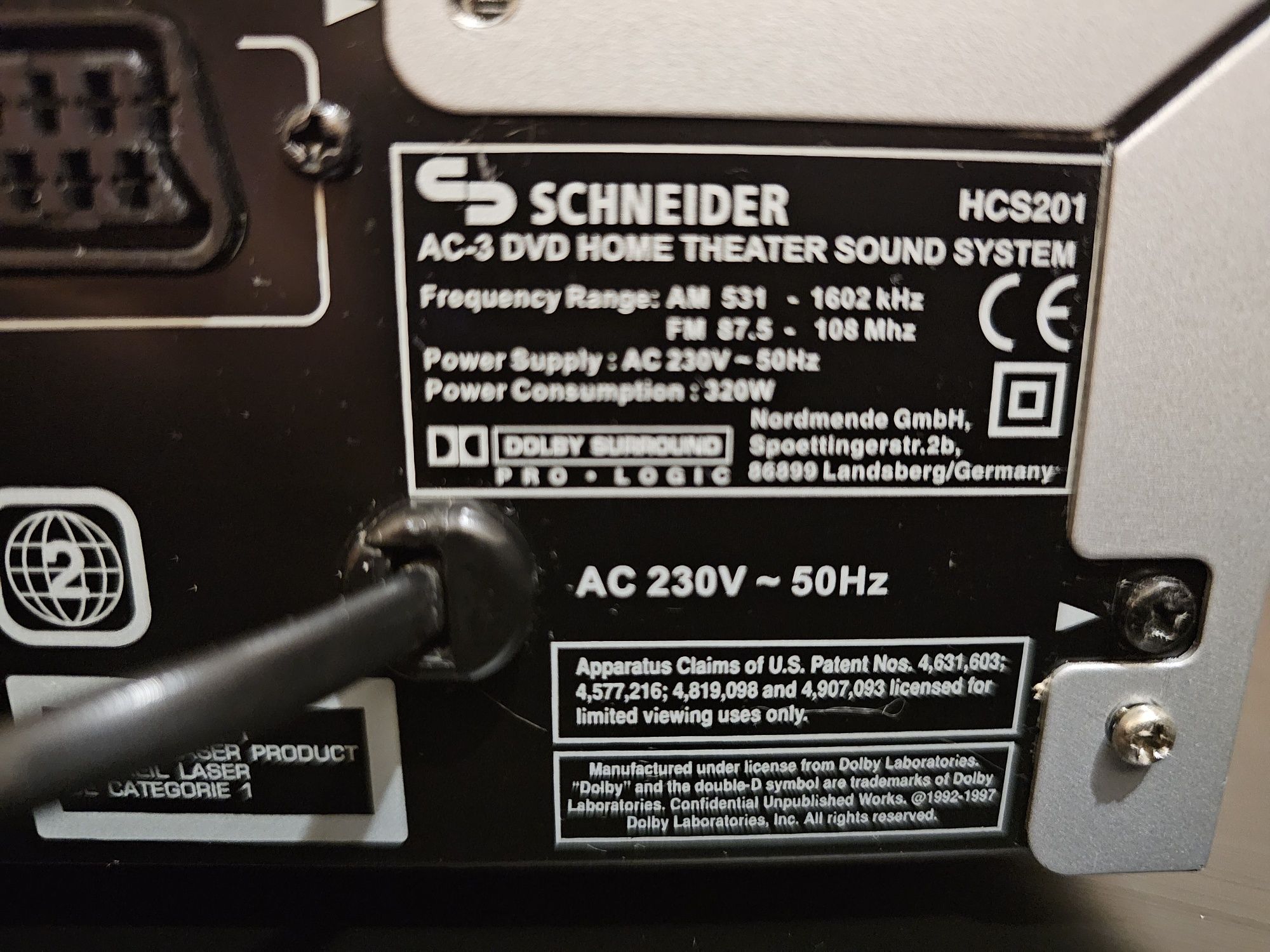 Schneider Hcs201 DvD home