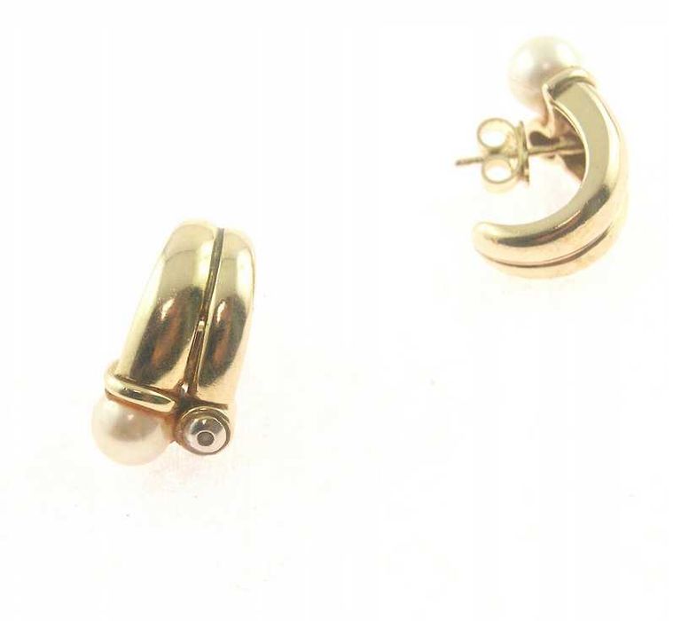 Eleganckie Złote Kolczyki SZTYFT PERŁA ZŁOTO p.585