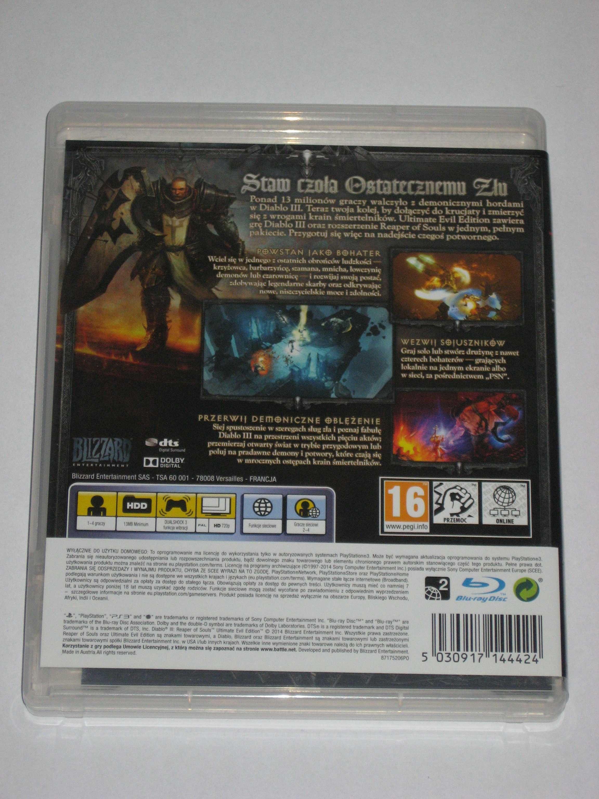Gra DIABLO 3 DIABLO III REAPER OF SOULS bdb po polsku! bdb PS3