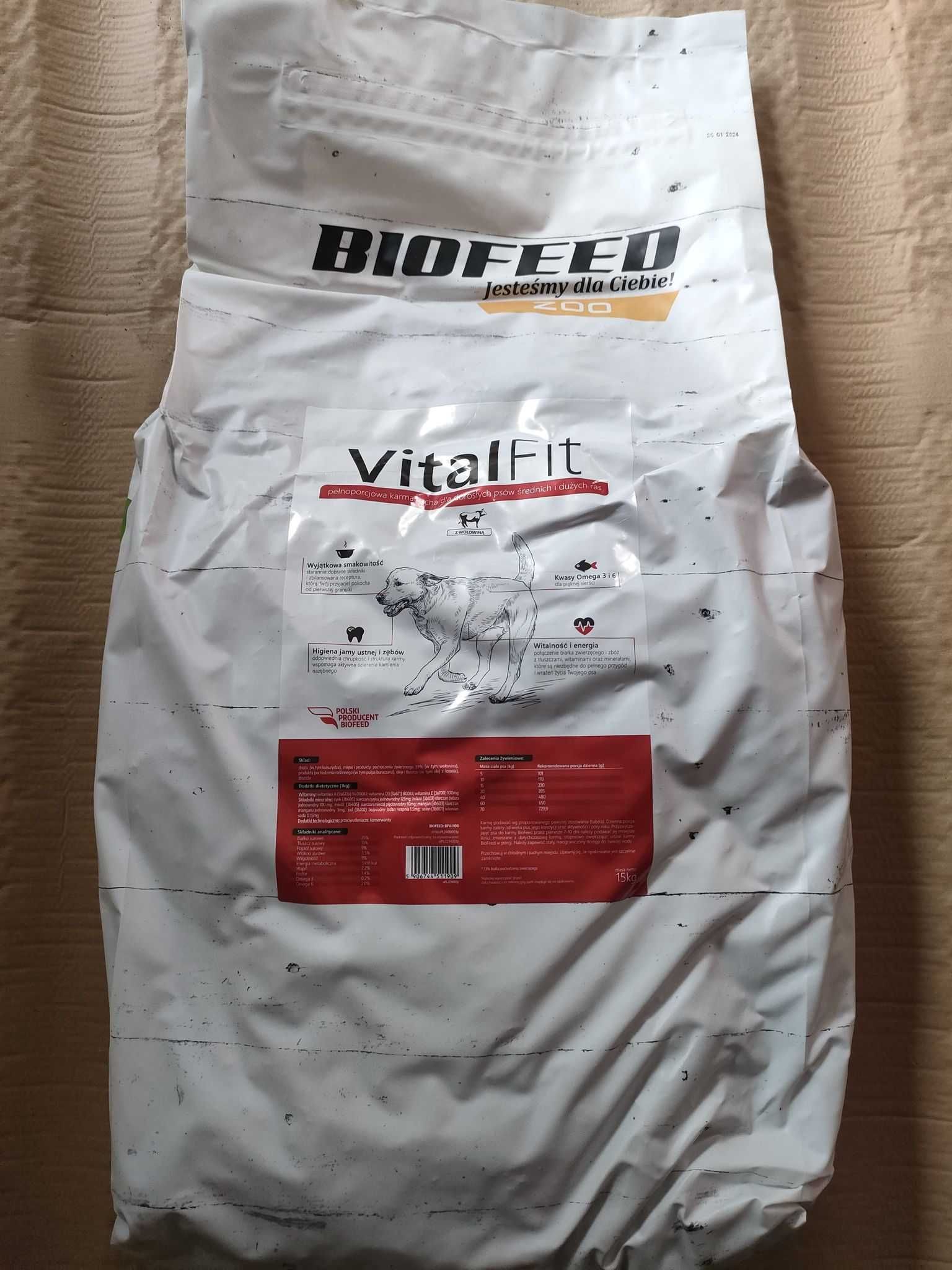 Karma sucha dla psa psów vitalfit biofeed chrupki wołowina + GRATIS