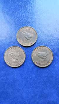 Stare monety 1 farthing 1939 , 1953 ,, 1955 zestaw  Anglia