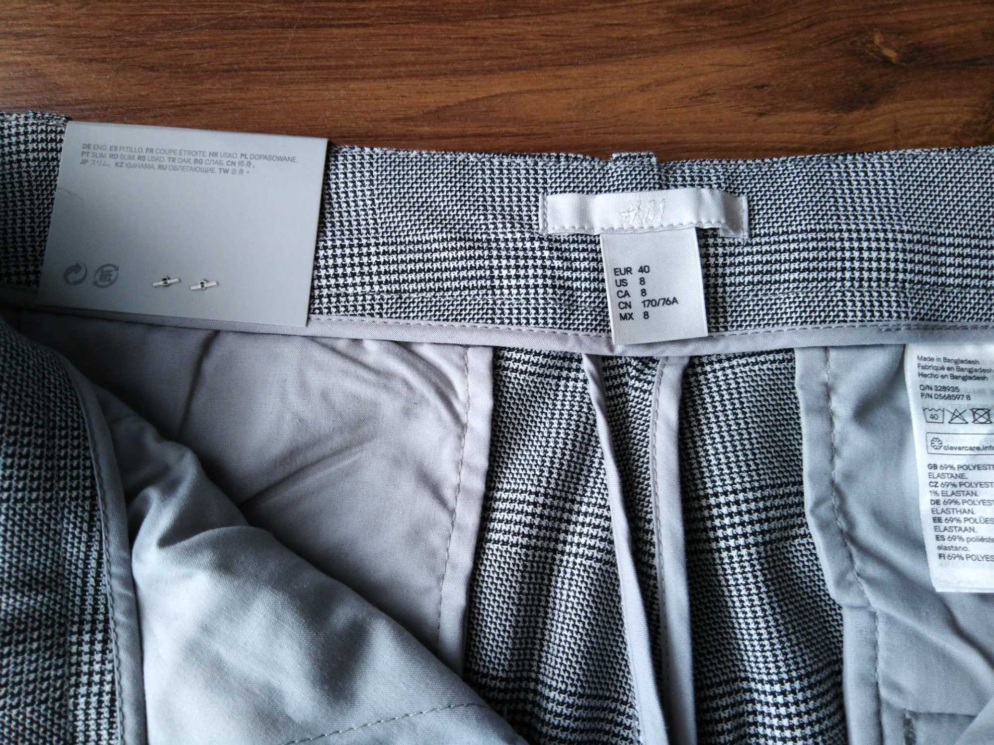 Nowe Spodnie slim H&M w kratkę rozm. 40