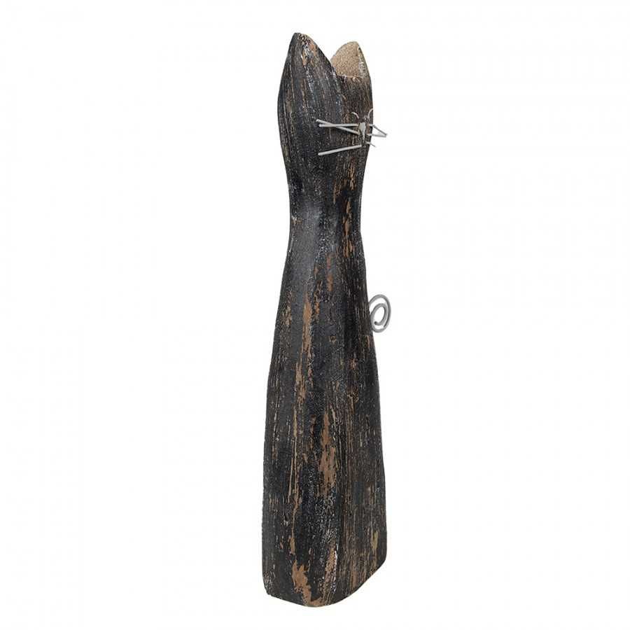 Kot czarny drewniany z metalowym ogonkiem h31cm.