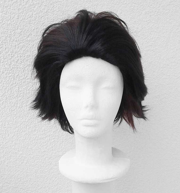 Tanjirou Kamado Demon Slayer cosplay wig peruka czerwona czarna krótka