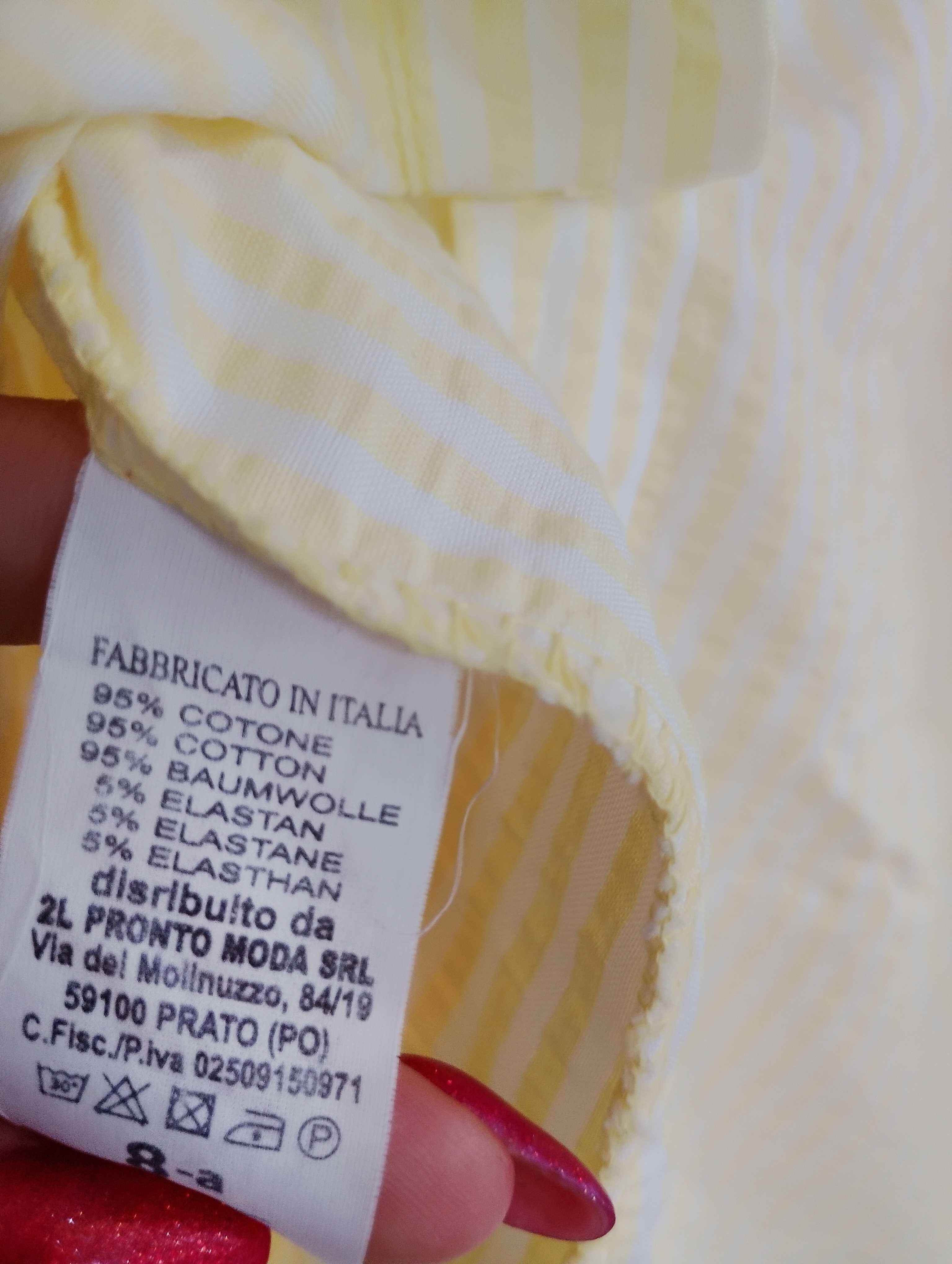 Piękna Nowa koszula oversize plus size w pasy żółto biała
