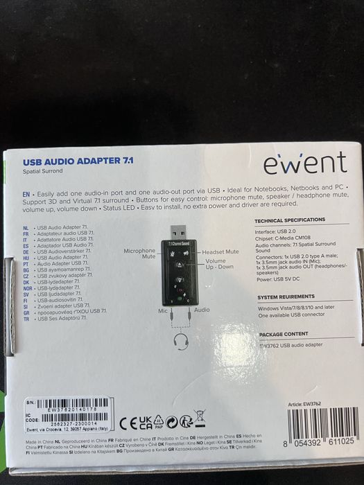 Ewent usb audio adapter 7.1 (Novo)