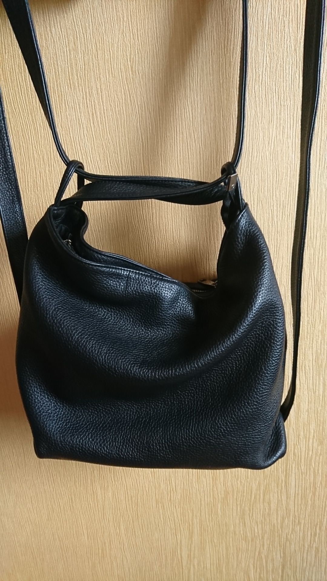 Сумка-рюкзак кожа чёрный шкіра рюкзак сумка