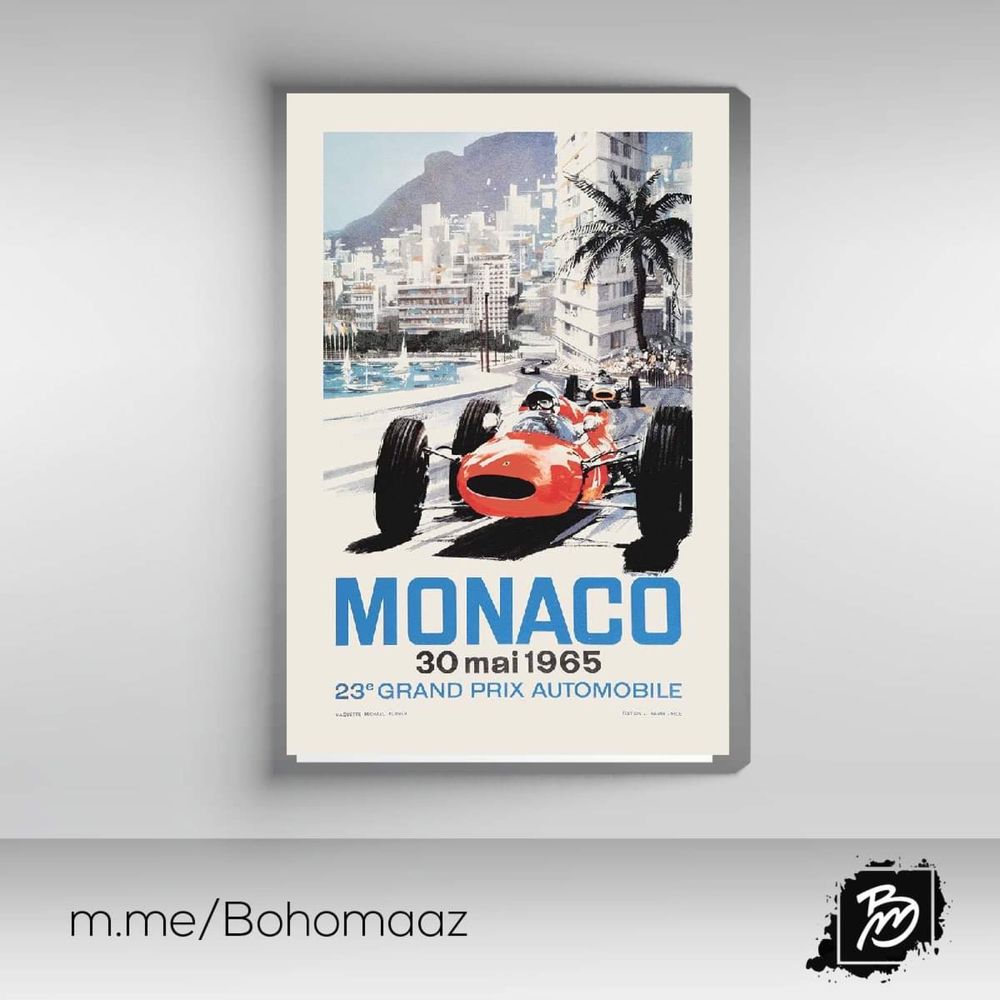 Obraz na płótnie canvas 90x60cm Monaco Grand Prix 1965 vintage