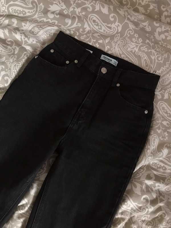 czarne spodnie boyfriend mom jeans z wysokim stanem hit modne XS 34