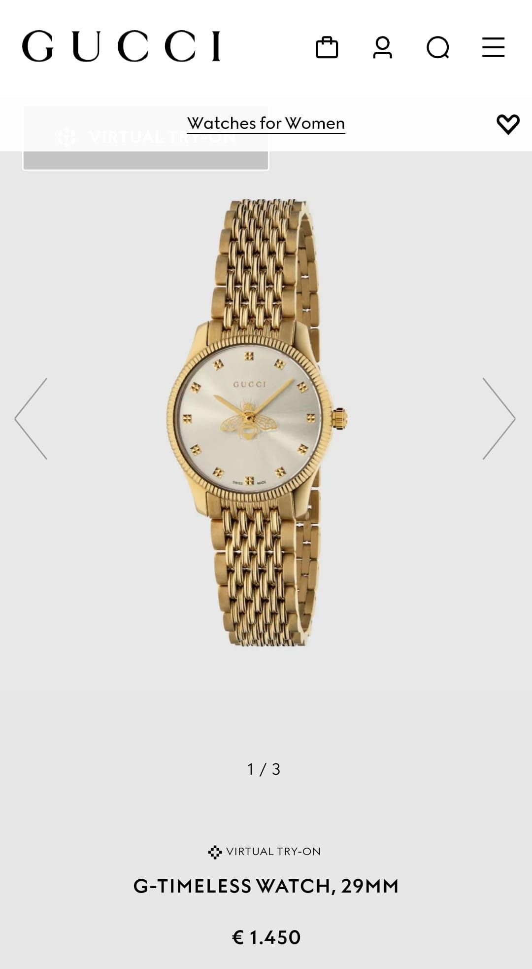 Relógio Gucci dourado