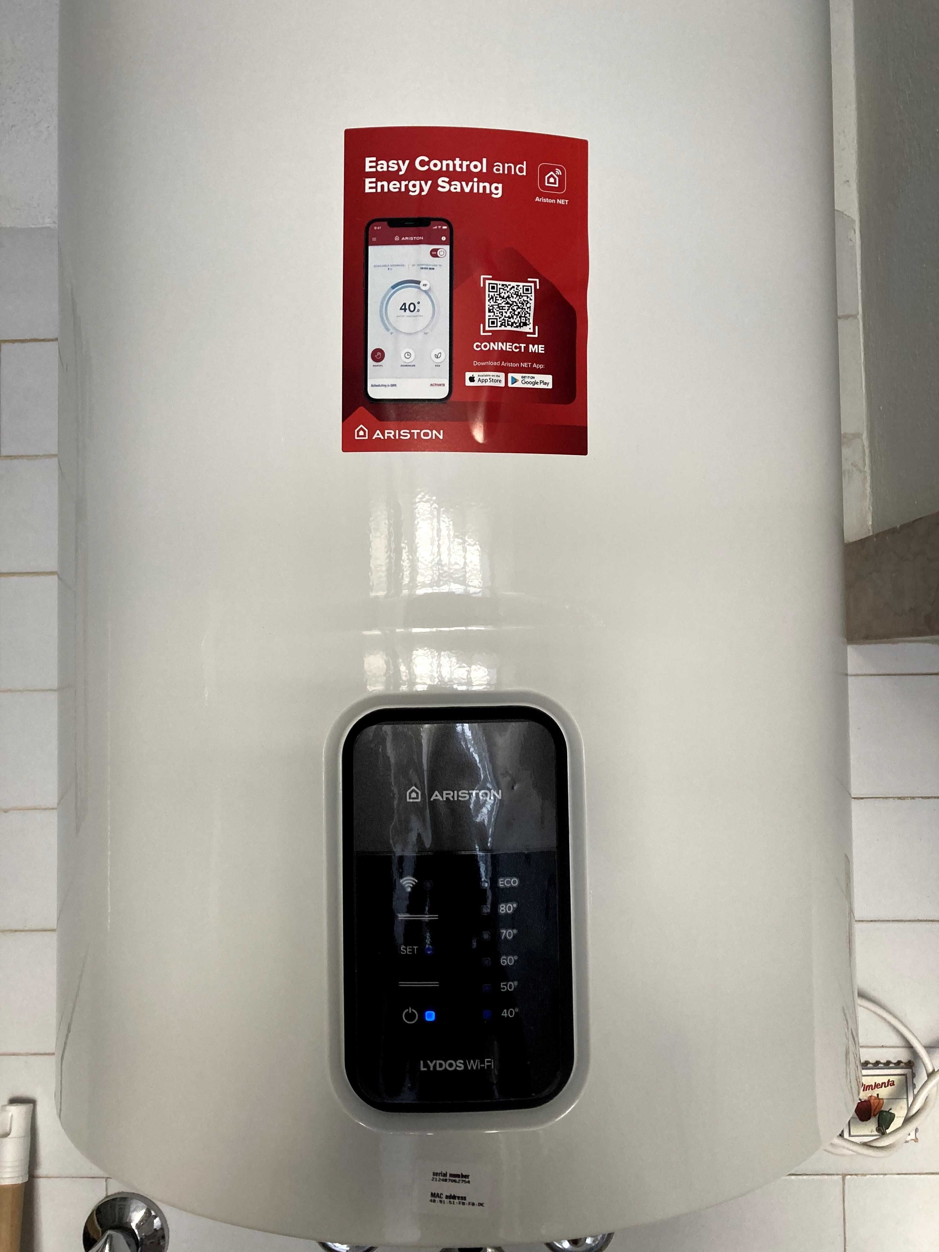 Termoacumulador elétrico 100L wi-fi Ariston Lydos, como novo