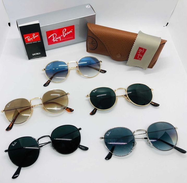 Солнцезащитные круглые очки Ray Ban Round Metal 3447 50мм стекло mix