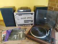 Kompletny zestaw gramofon, wieża, kolumny, odtwarzacz CD, płyty winyl