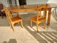 Stół sosnowy z krzeslami