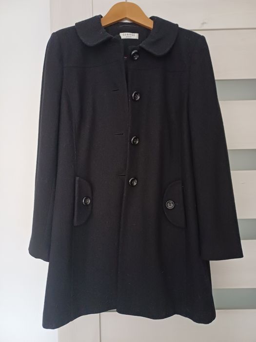 Piękny Elegancji Klasyczny Płaszcz Wełniany George XL L Unikat