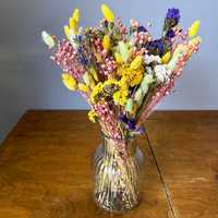 Zestaw suszonych kwiatów do wazonu - zatrwin, phalaris, krwawnik