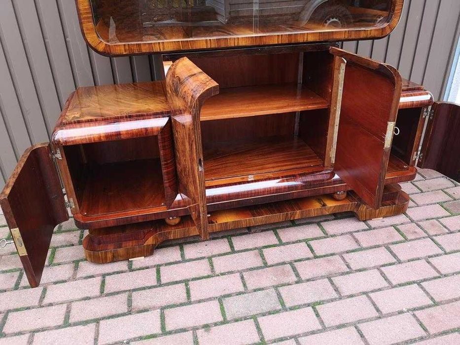 Witryna Serwantka ART-DECO Politura Orzech Stara Antyk.