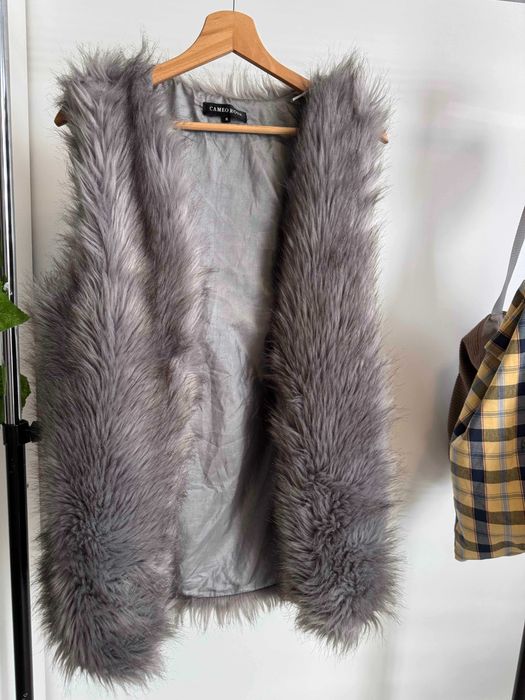 Futrzana kamizelka bezrękawnik w szarym kolorze r. S