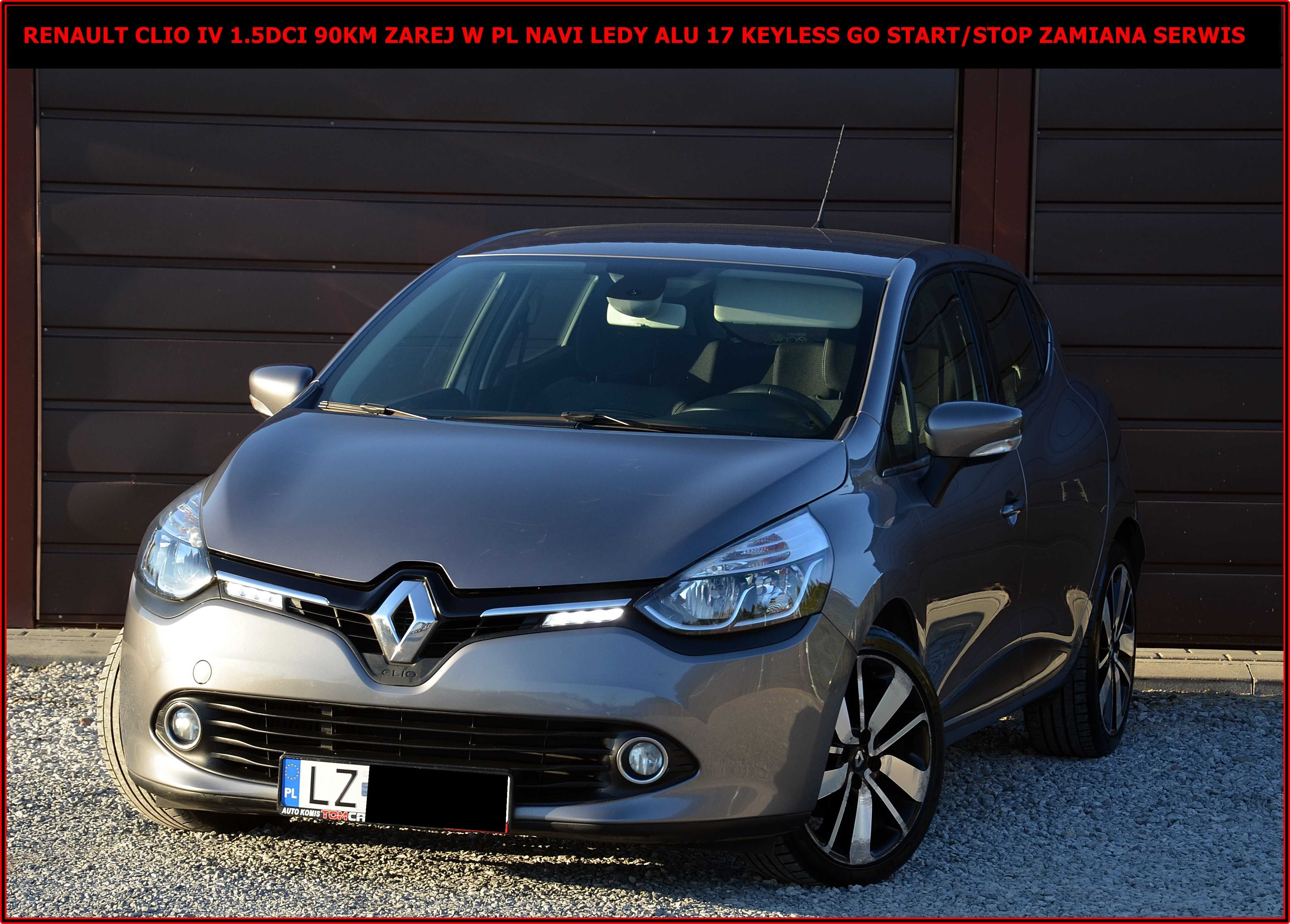 Renault Clio IV 1.5D 90KM Zarej w PL Navi Ledy Keyless Serwis Zamiana