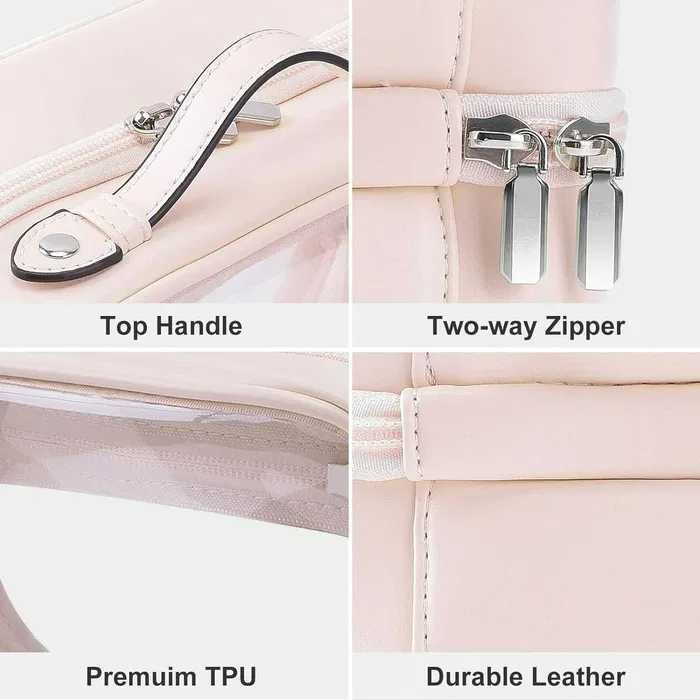 Kosmetyczka, przezroczysta, damska,dwuwarstwowa, wodoszczelna