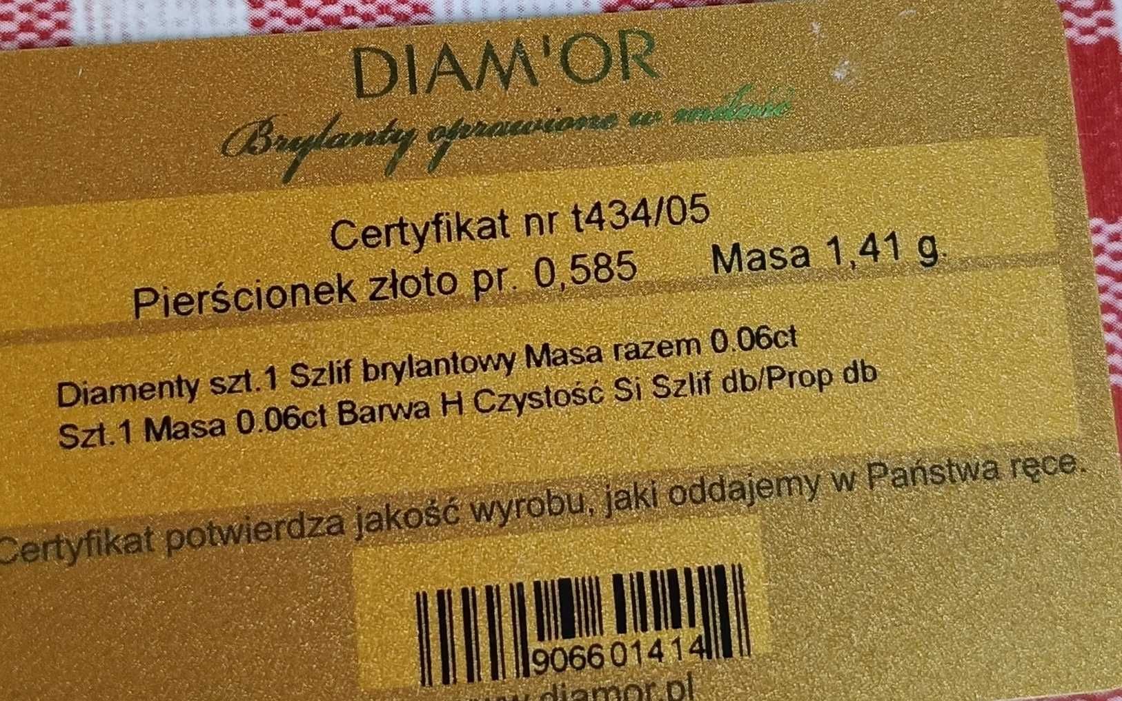 Pierścionek zaręczynowy z brylantem r.10