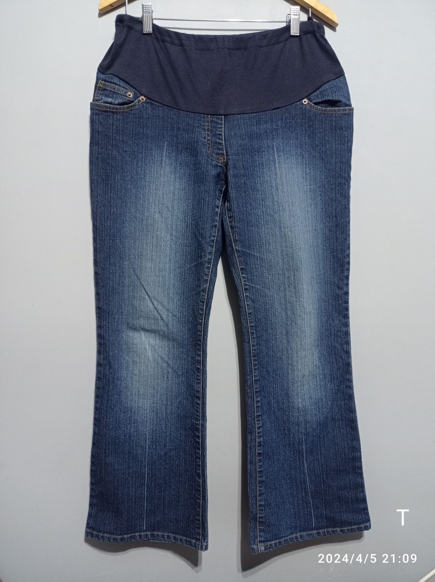Spodnie L XL ciążowe biodrówki dzwony jeansy vintage dżinsy