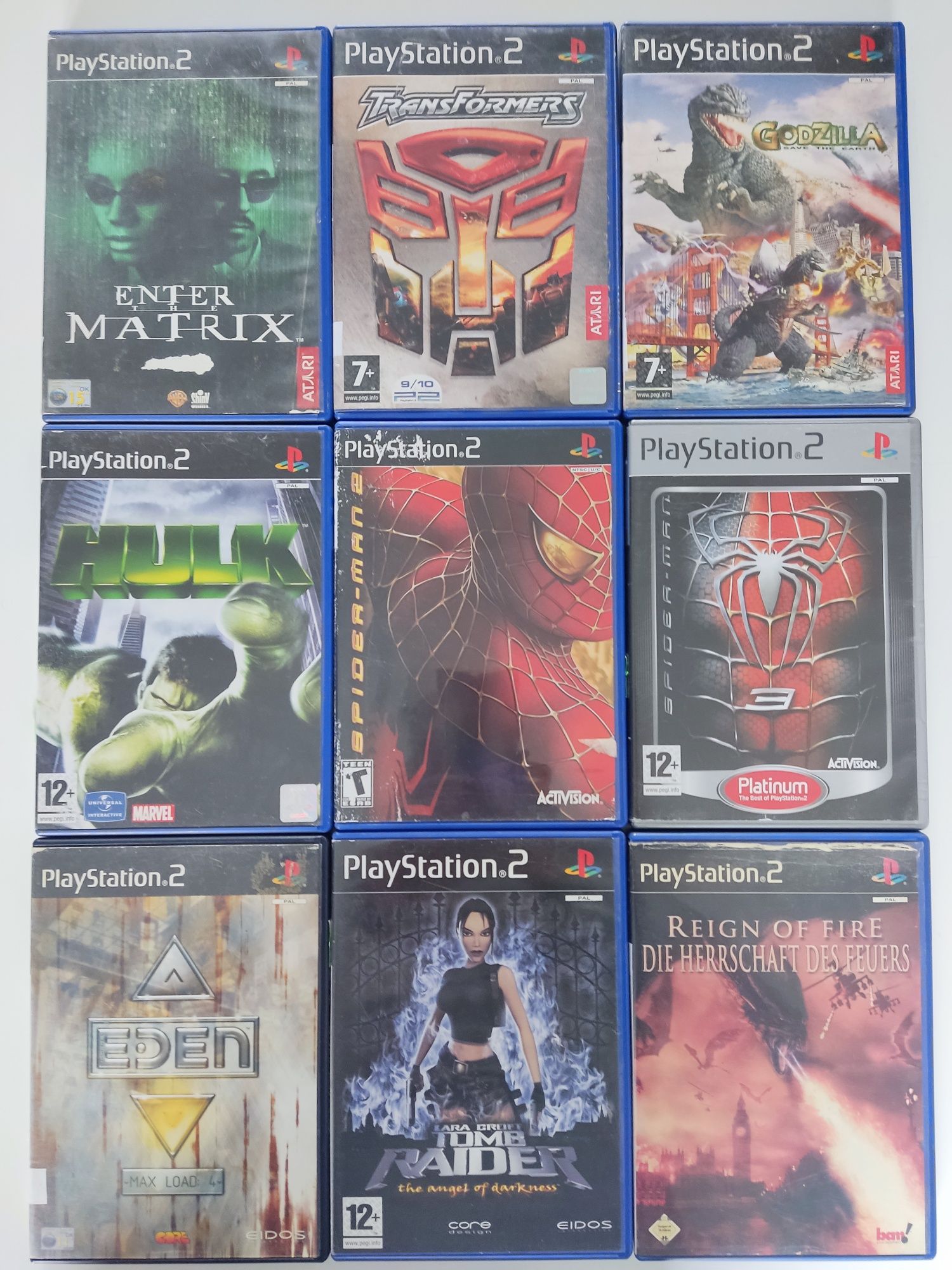 Matrix,SpiderMan,Hulk,Transformers,Godzilla,Tomb Raider PlayStation 2