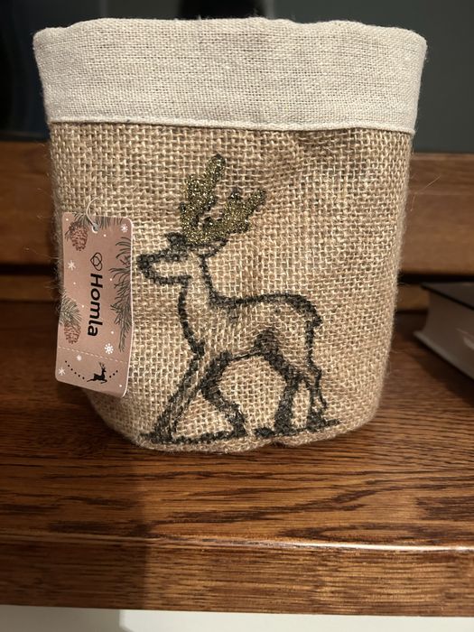 Osłonka doniczka świąteczna z reniferem