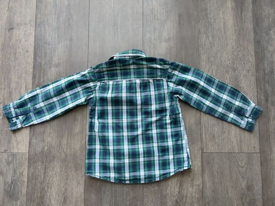 Koszula zielona w kratę chłopięca r.98