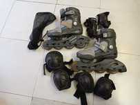 Patins em linha (31-33) usados + proteção