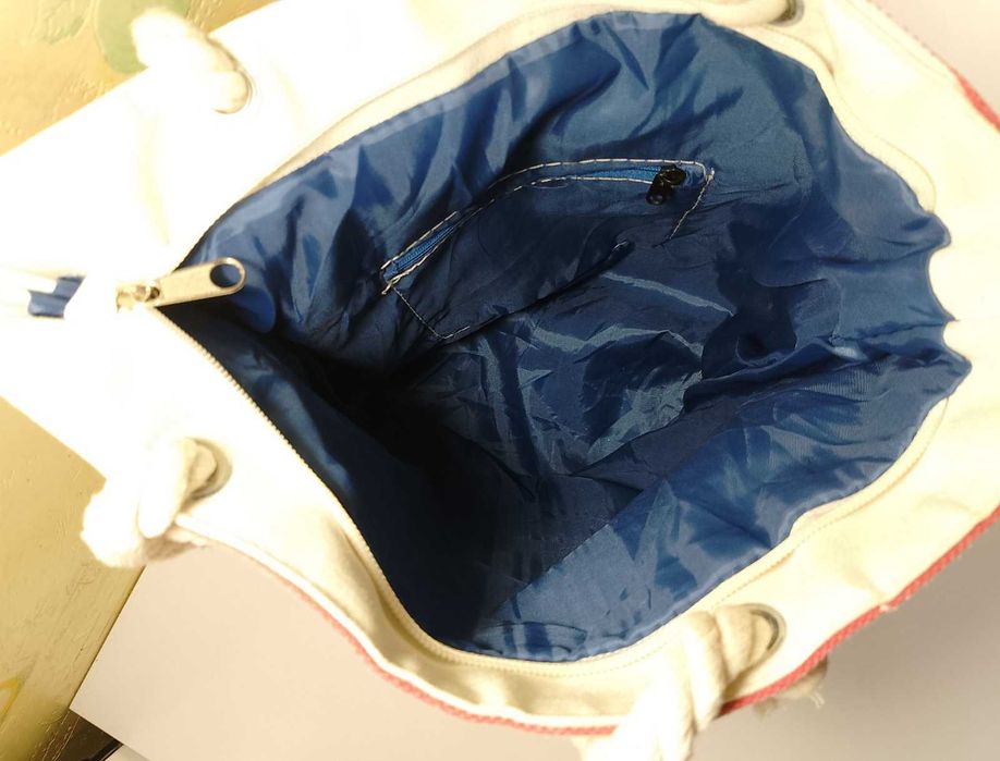 Пляжная сумка полосатая красная