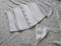 Damski Gorset Retro + Stringi Biały XXXL