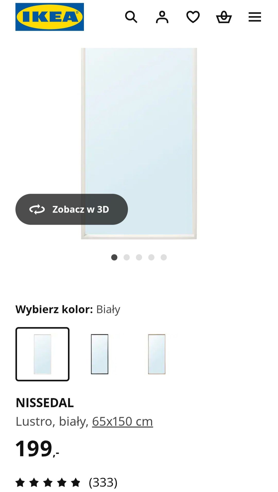 Nowe, białe duże lustro Ikea NISSEDAL