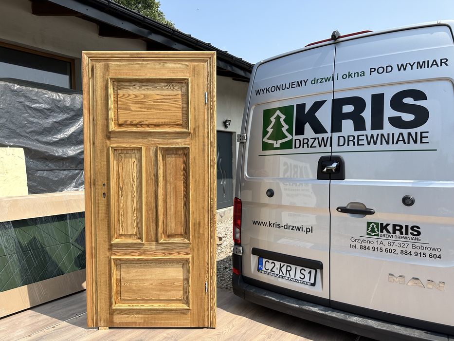 Drzwi lite drewniane szczotkowane postarzane olejowane z regulowaną