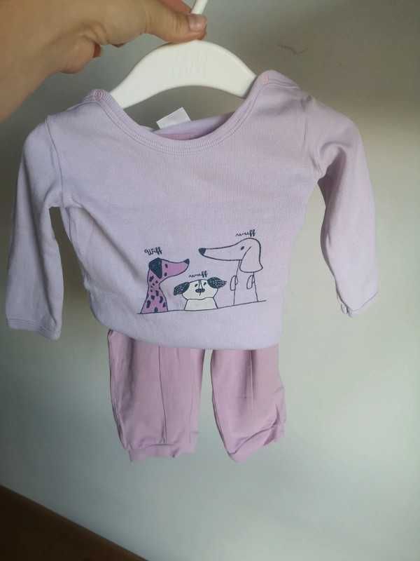 Schiesser Name it liliowe body i spodnie 68cm 3-6m