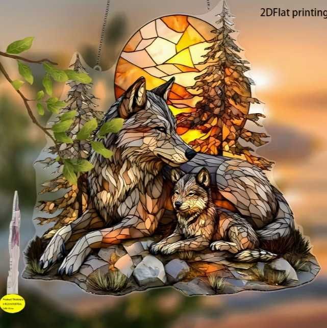 HIT – śliczna nowa dekoracja – wilki 15 cm akryl płaska – 2D