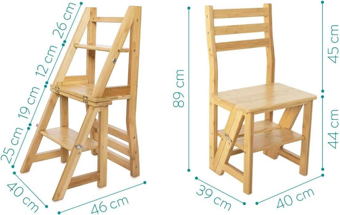 Krzesło drewniana składana półka na stołek Drabina REGAŁ PREMIUM