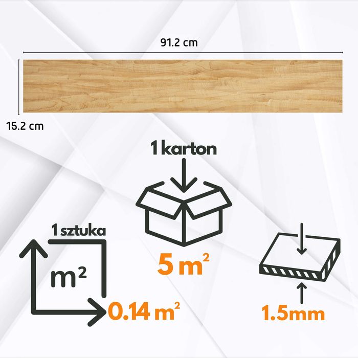 Panele Winylowe Samoprzylepne 5m² MIODOWE SĘKI Deski parkiet