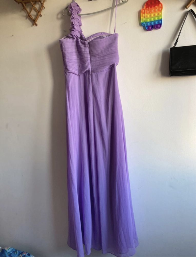 Długa liliowa sukienka wieczorowa maxi rozmiar S