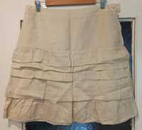 Beżowa spódnica z falbankami H&M r. 38