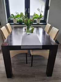 Stół z 4 krzesłami, rozkładany 140/95 cm