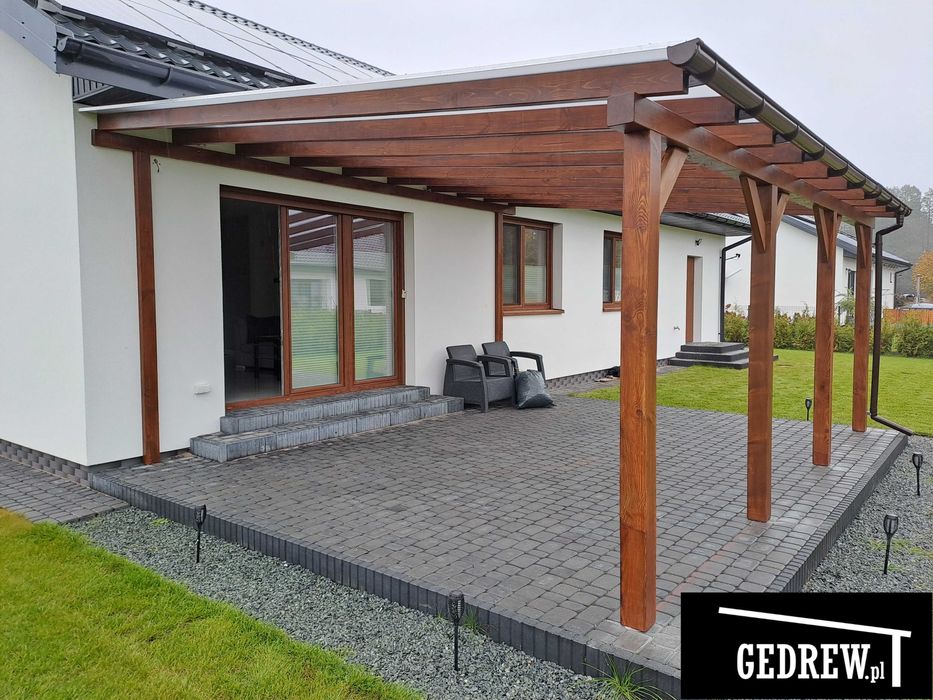 zadaszenie przyścienne nad tarasem 6x5