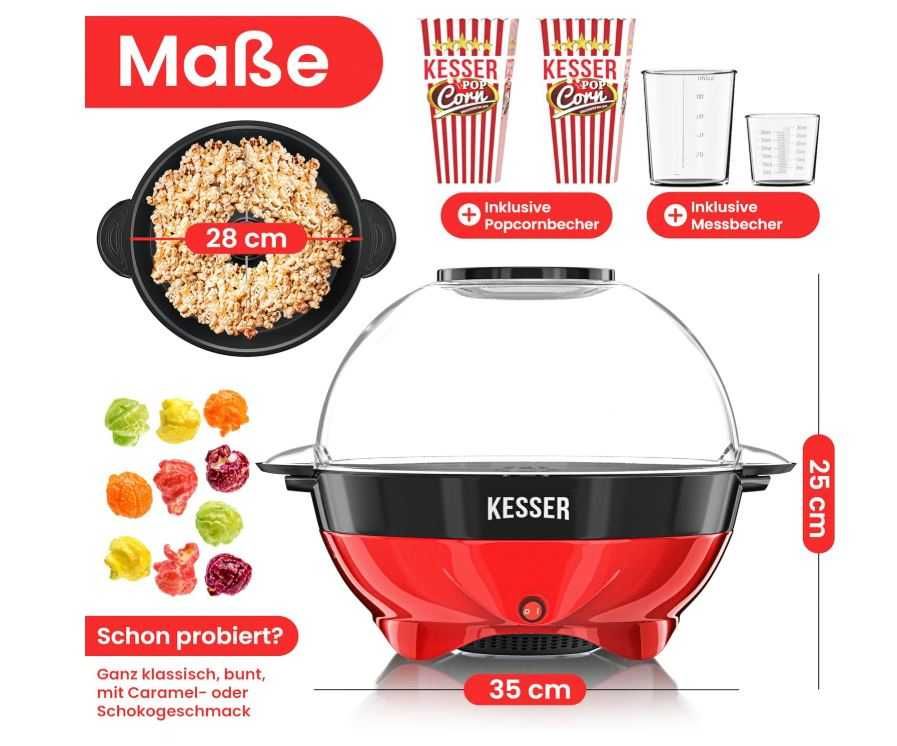 Maszyna do popcornu duża 800 W, pojemność 5,5 l Kesser