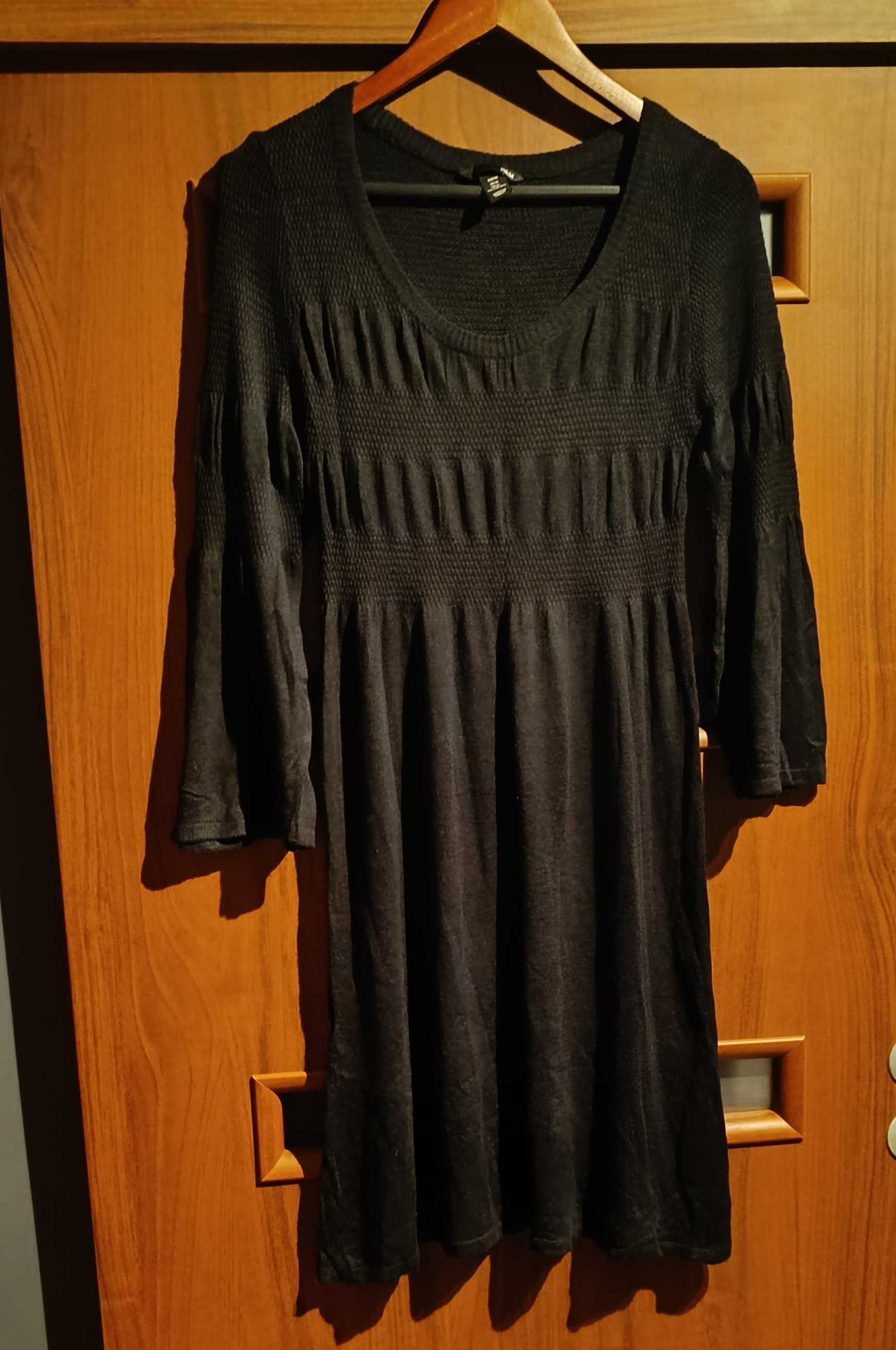 Dzianinowa sukienka midi czarna H&M, roz. M