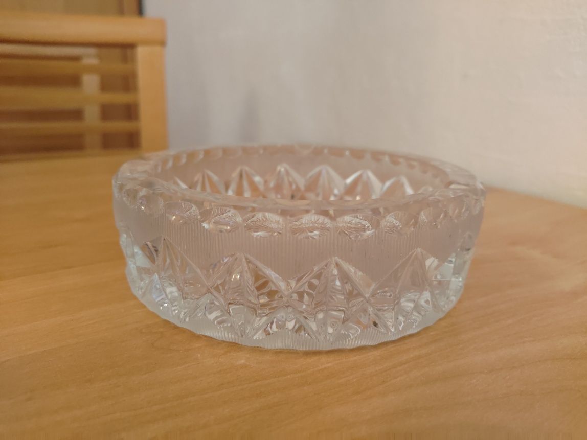 Popielniczka kryształowa PRL 16 cm szklana popielnica kryształ