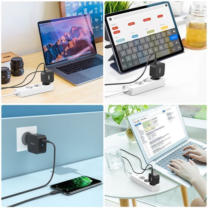 Ładowarka sieciowa Choetech GaN USB-C 61W Power Delivery - Czarny