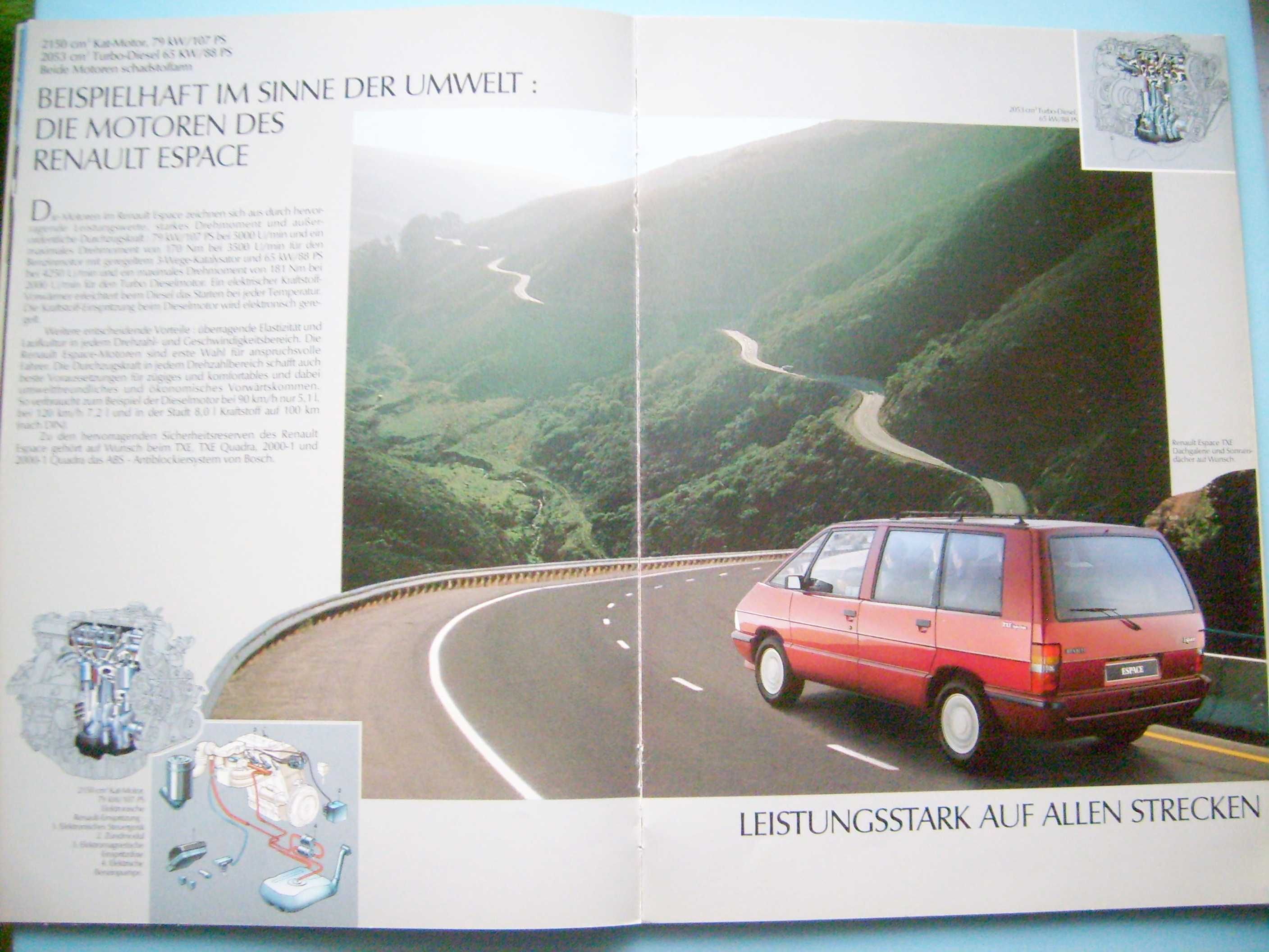 RENAULT ESPACE Mk1 FL '89 równiż Quadra / prospekt 32 strony BDB