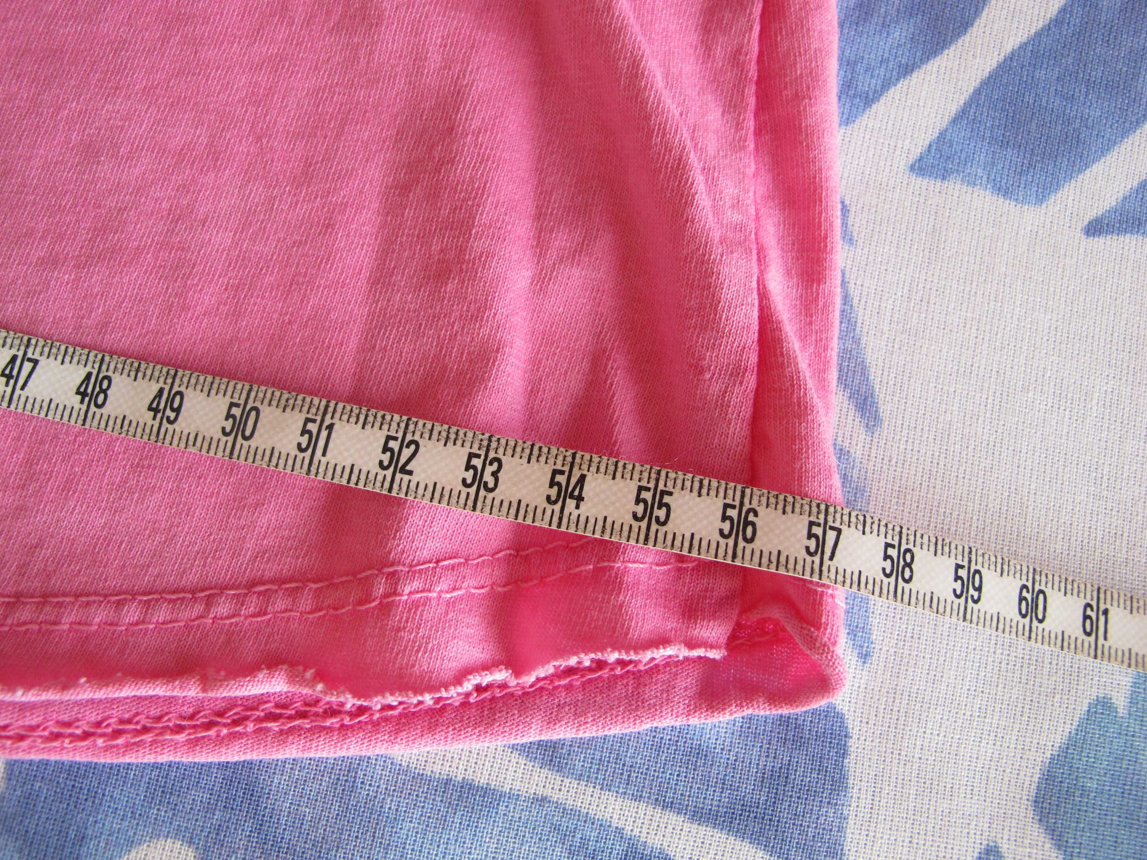nowa różowa neonowa bawełna bluzka damska 44 t-shirt krótki rękaw lato
