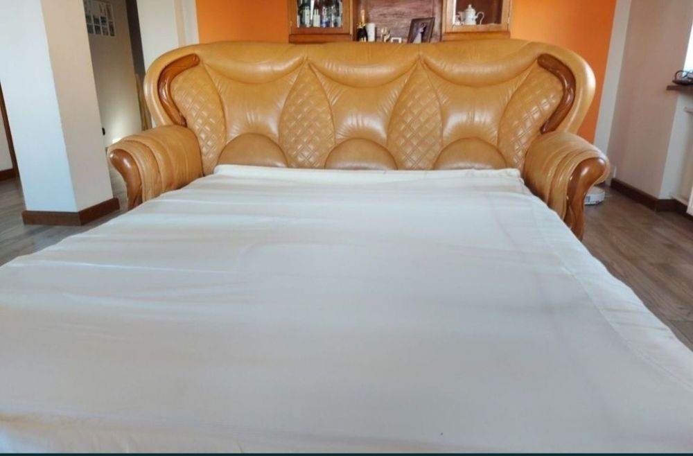 Sofa skórzana z funkcją spania