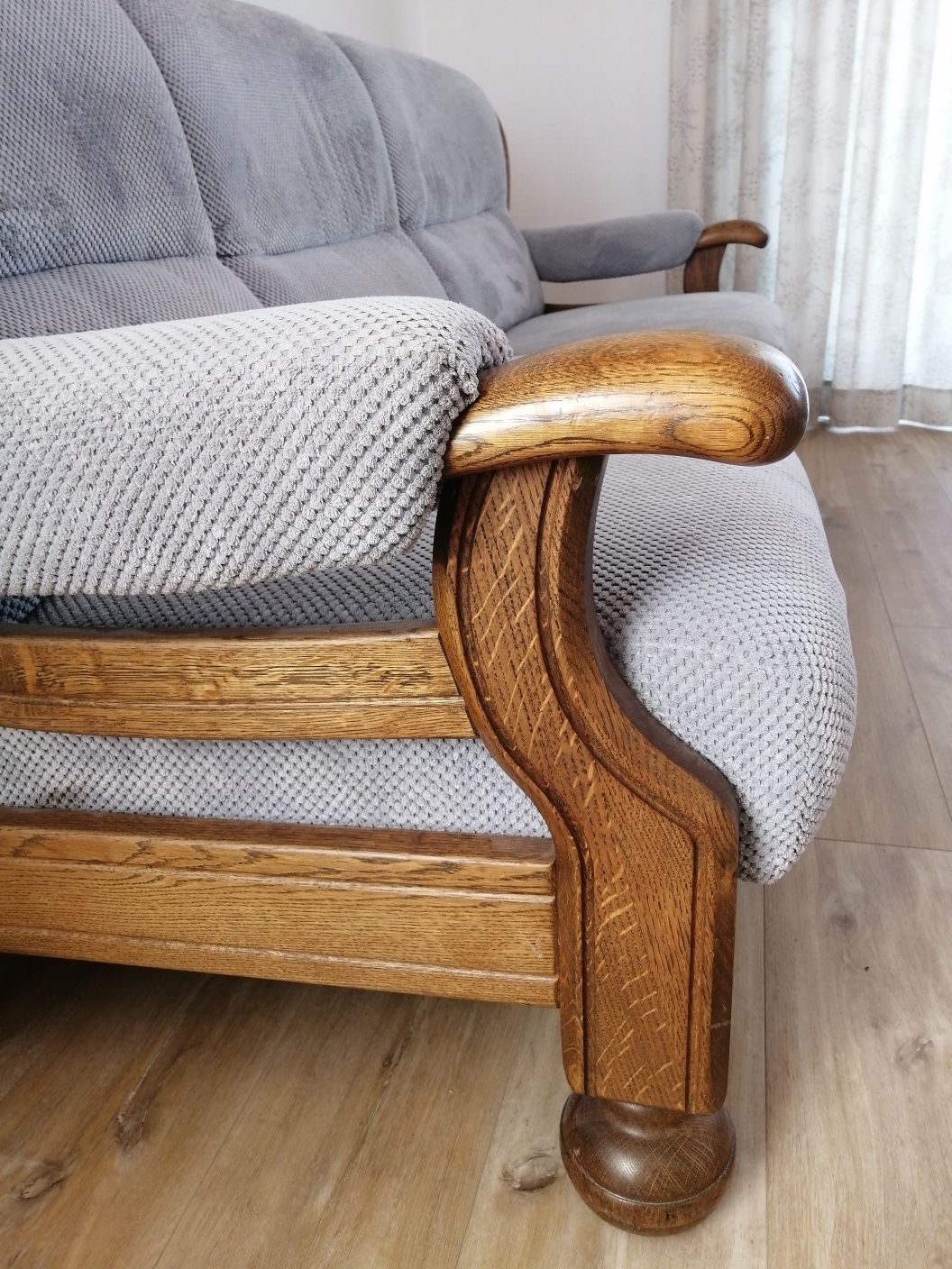 Sofa kanapa zestaw 2os. 3os. szary prawdziwe drewno farmhouse cottage